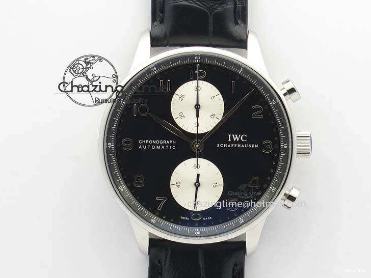 MIROTIME 0217 Modern Portuguese IW371404 ZF V3 1:1 Best Edition SS Black Dial On Black Leather Strap A 7267